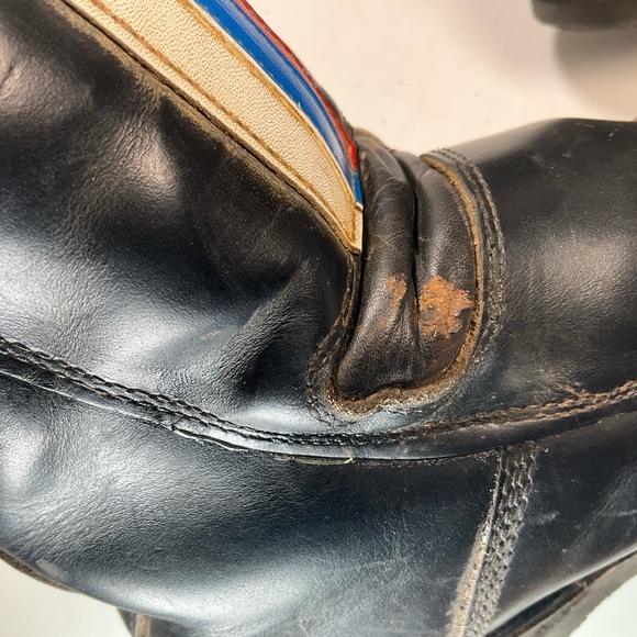 1970s Hondaline Leather Red Blue Black Motorcycle Boots Motocross Mens 7 7.5 VTG main image 13